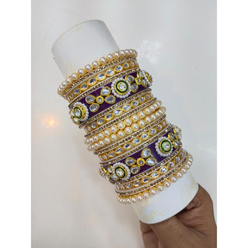 Akruti Collection Gold Plated Kundan  Bangles Set