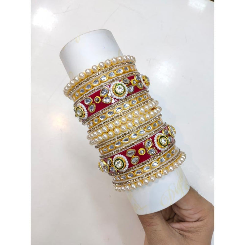 Akruti Collection Gold Plated Kundan  Bangles Set