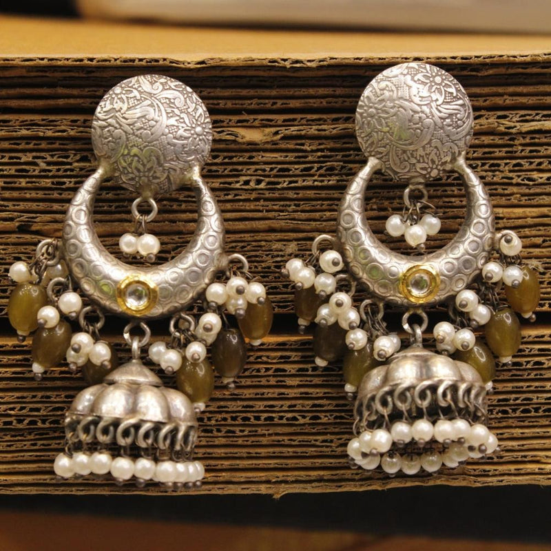 Akruti Collection Oxidised Plated Jhumki Earrings