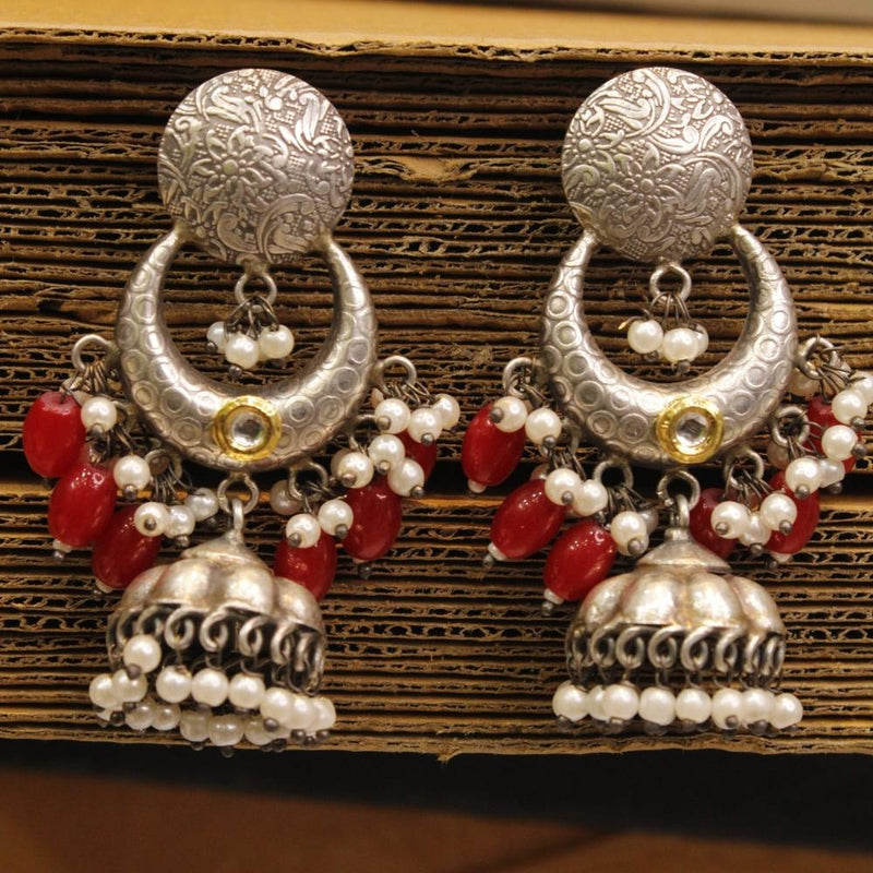 Akruti Collection Oxidised Plated Jhumki Earrings