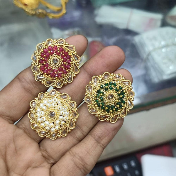 Akruti Collection Gold Plated Crystal Stone Rings