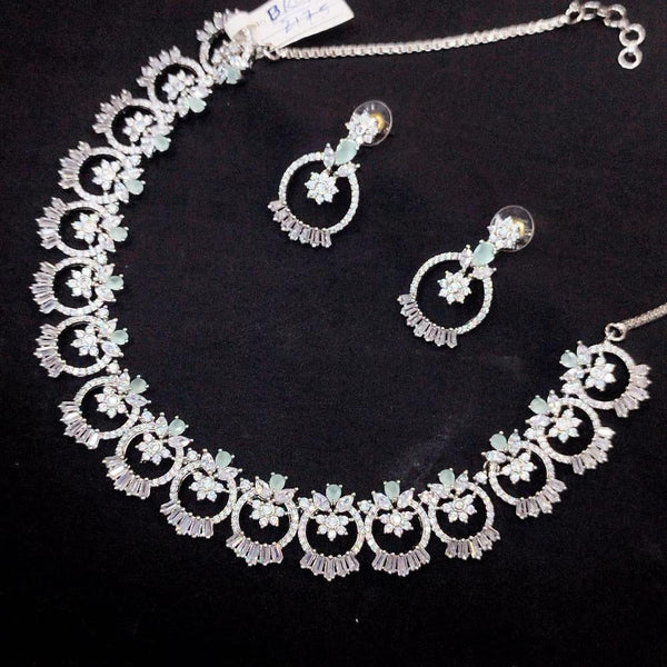 Akruti Collection Silver Plated AD Stone Necklace Set