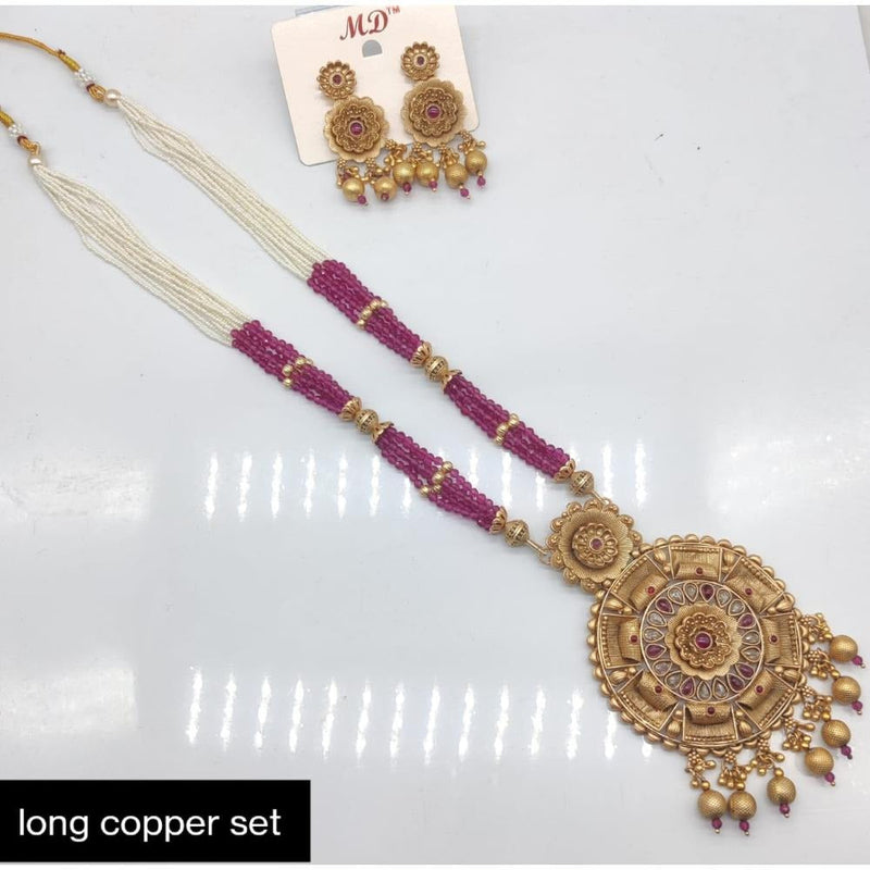 Akruti Collection Copper Plated Long Necklace Set