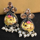 Akruti Collection Silver Hand Painted Multi Color Dangler Earrings