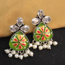 Akruti Collection Silver Hand Painted Multi Color Dangler Earrings