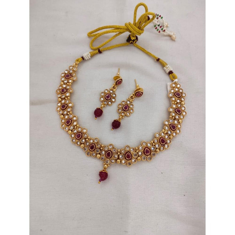 Akruti Collection Gold Plated Crystal Stone Necklace Set