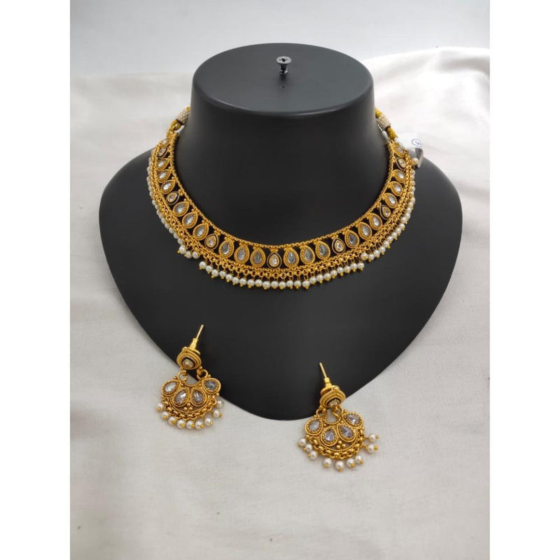 Akruti Collection Gold Plated Crystal Stone Necklace Set