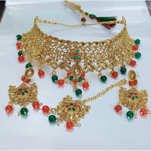 Akruti Collection Gold Plated Crystal Stone Necklace Set
