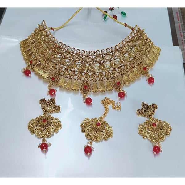 Akruti Collection Gold Plated Crystal Stone Necklace Set