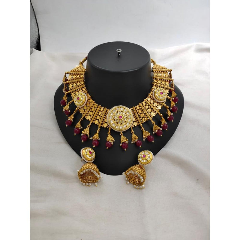 Akruti Collection Gold Plated Reverse AD Necklace Set