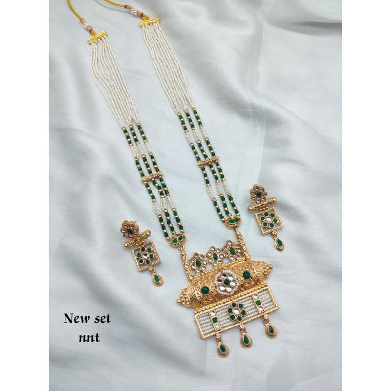 Akruti Collection Gold Plated Kundan Long Necklace Set