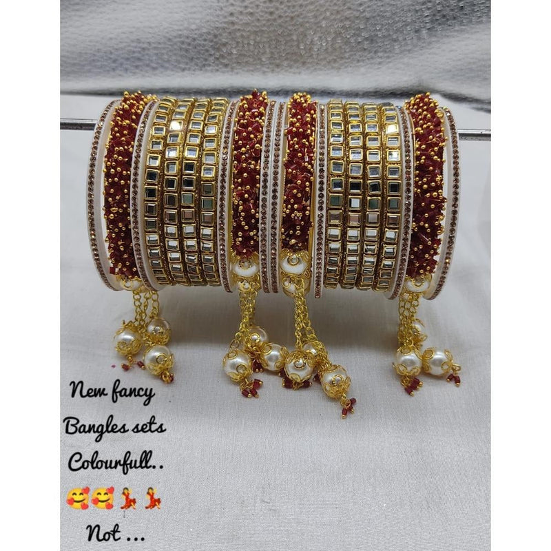 Akruti Collection Gold Plated Mirror Bangles Set