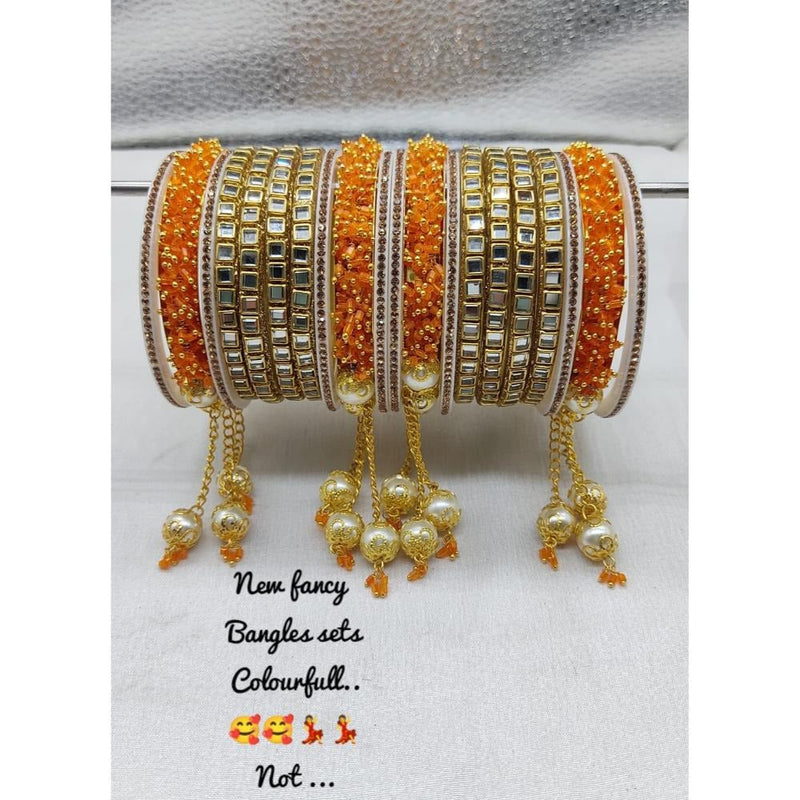 Akruti Collection Gold Plated Mirror Bangles Set