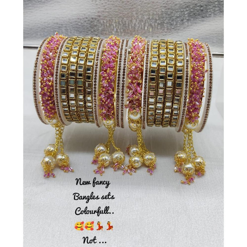 Akruti Collection Gold Plated Mirror Bangles Set