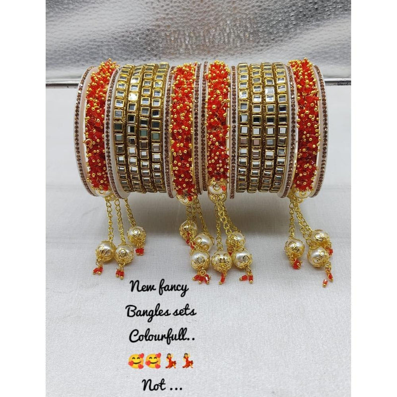 Akruti Collection Gold Plated Mirror Bangles Set