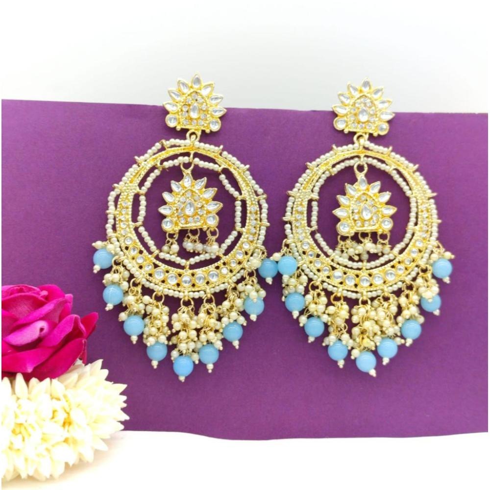 Akruti Collection Kundan And Pearl Dangler Earrings