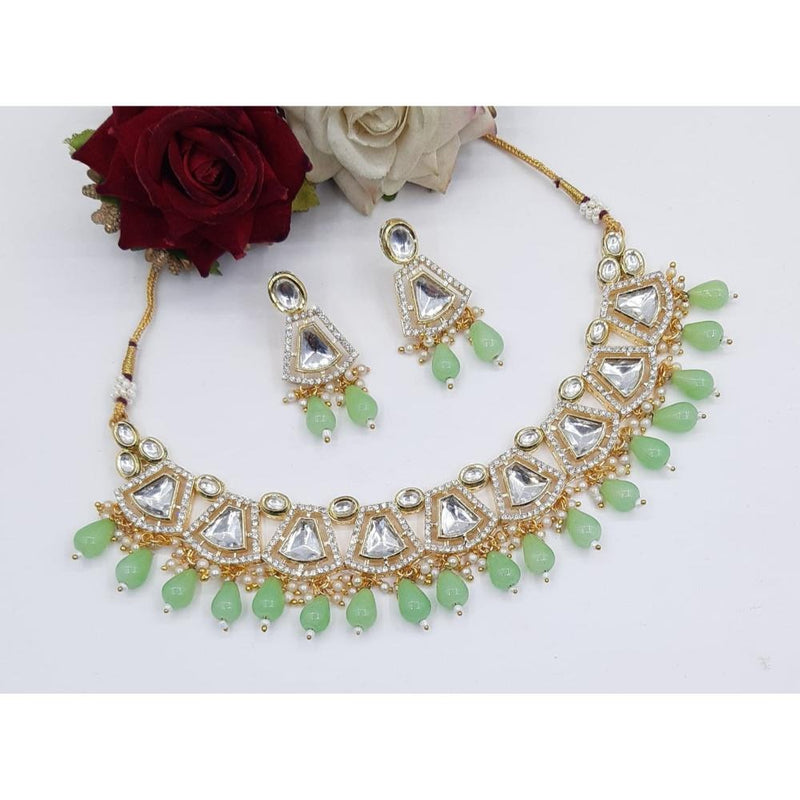 Akruti Collection Gold Plated Crystal Stone Necklace Set-11712320GR