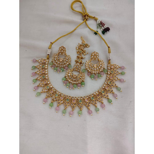 Akruti Collection Gold Plated Crystal Stone Necklace Set-11712320GR