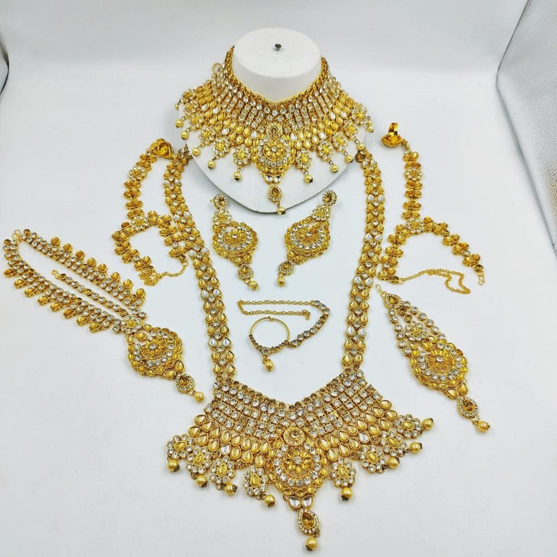 Akruti Collection Gold Plated Austrian Stone Bridal Set