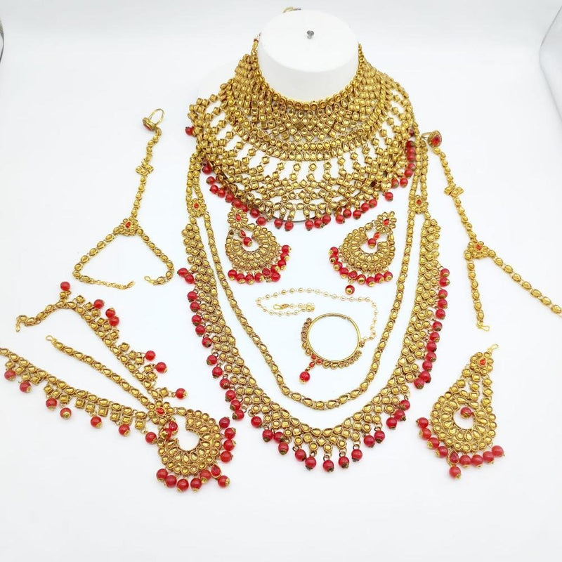 Akruti Collection Gold Plated Kundan Bridal Set