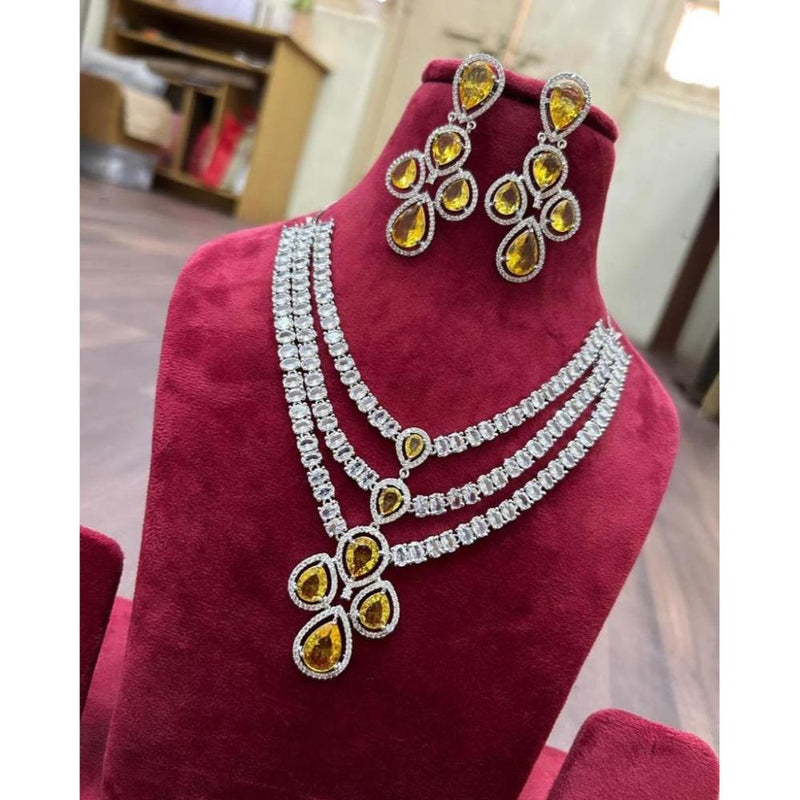 Akruti Collection Silver Plated AD Necklace Set