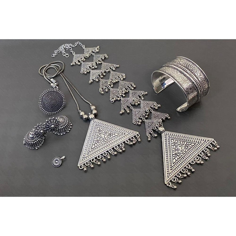 Akruti Collection Oxidised Plated Combo Set