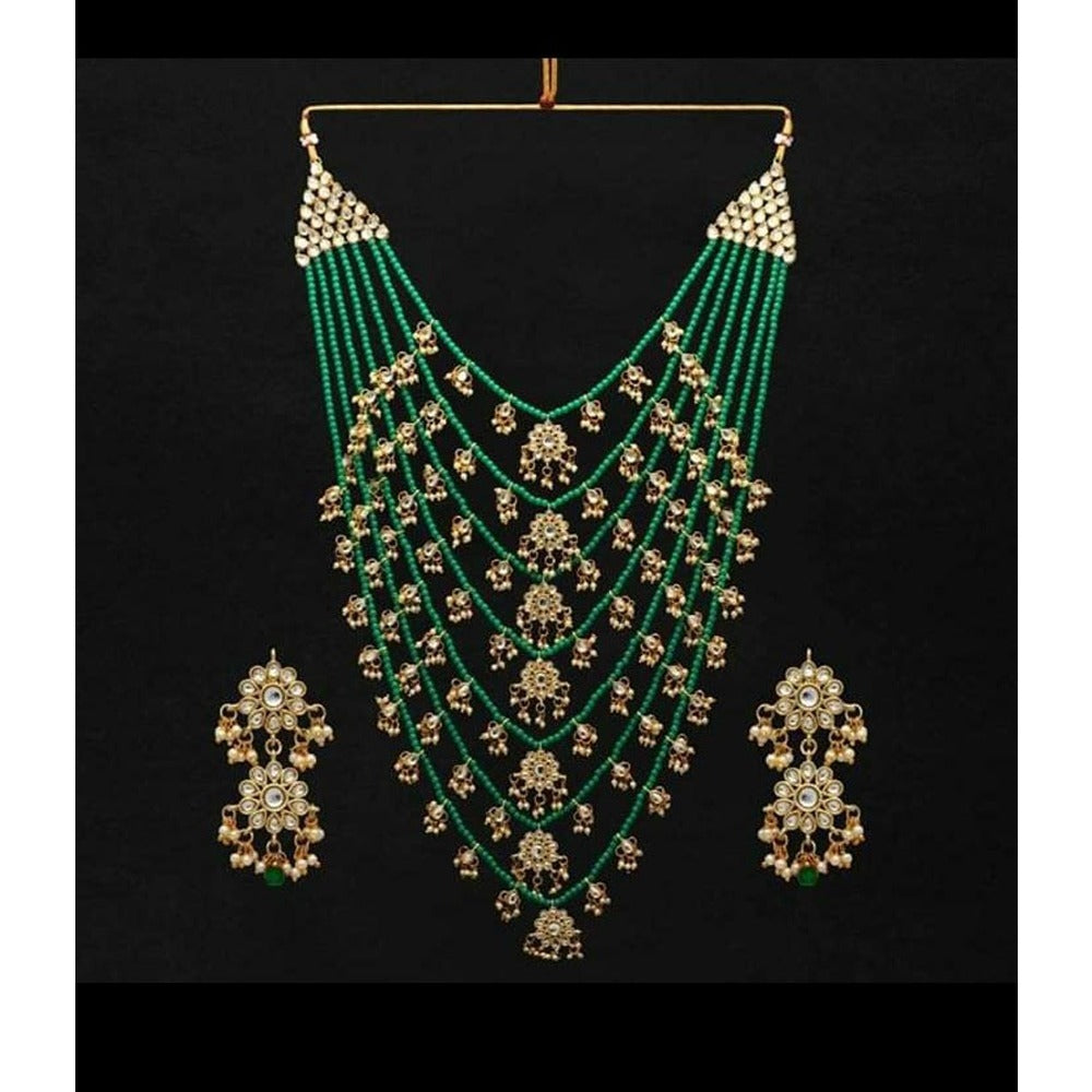 Akruti Collection Gold Plated Kundan And Pearl Long Necklace Set