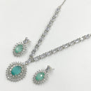 Akruti Collection Silver Plated AD Necklace Set