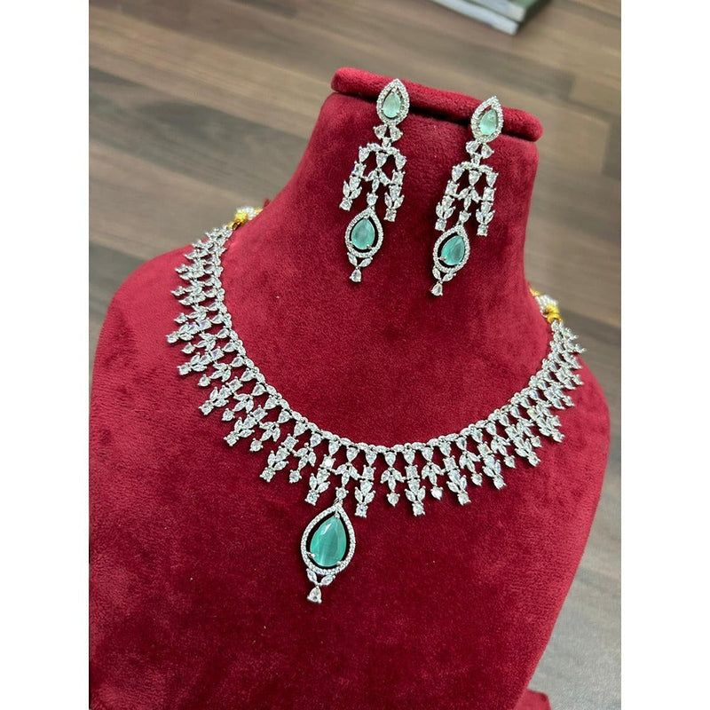 Akruti Collection Silver Plated AD Necklace Set