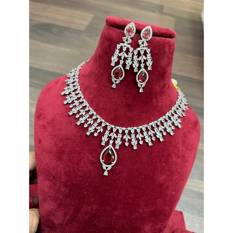 Akruti Collection Silver Plated AD Necklace Set