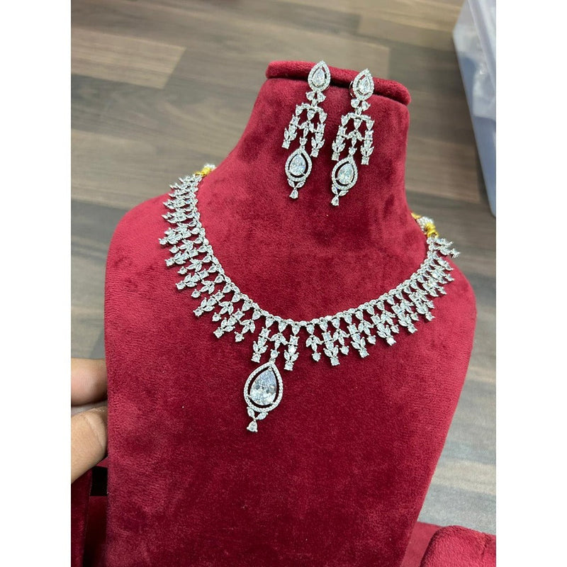 Akruti Collection Silver Plated AD Necklace Set