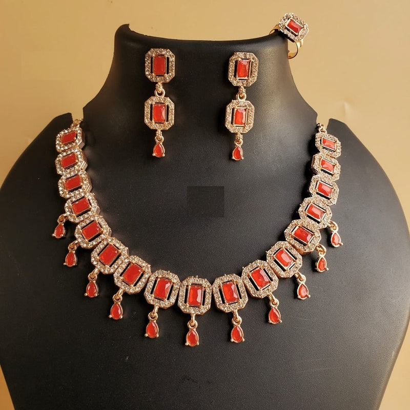 Akruti Collection Rose Gold Plated Necklace Set