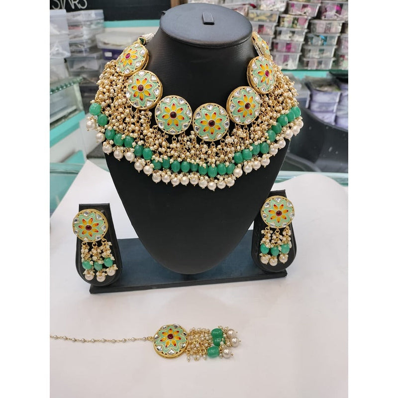 Akruti Collection Kundan And Meenakari Necklace Set