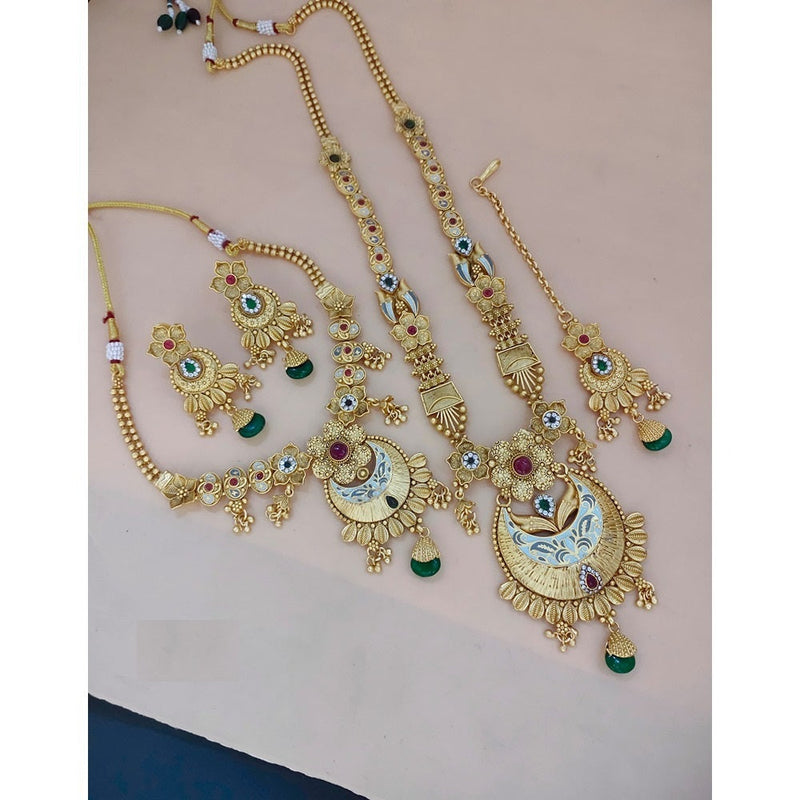 Akruti Collection Meenakari Necklace Combo Set