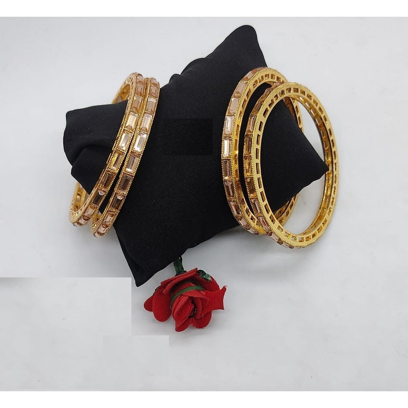 Akruti Collection Gold Plated Crystal Stone Bangle Set