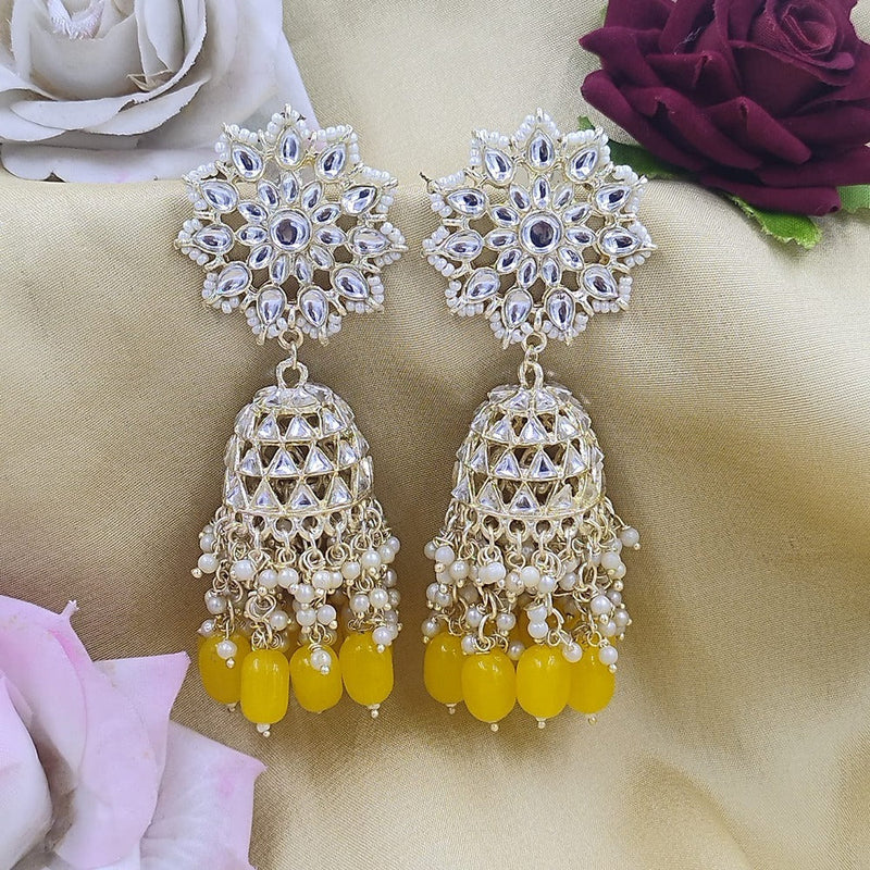 Akruti Collection Gold Plated Kundan Jhumki Earrings