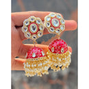 Akruti Collection Gold Plated Kundan And Meenakari Jhumki Earrings