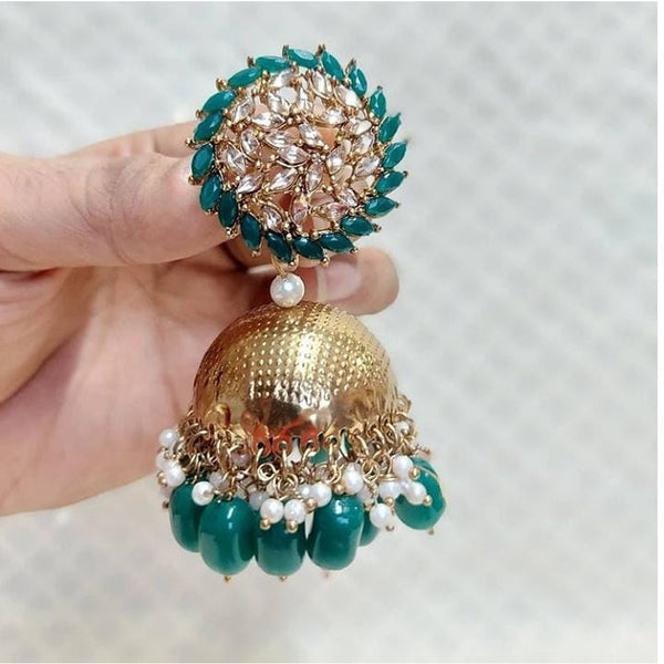 Akruti Collection Gold Plated Crystal Stone Jhumki Earrings