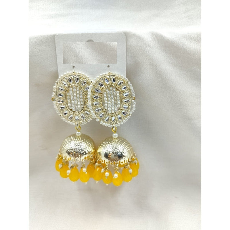 Akruti Collection Gold Plated Kundan Jhumki Earrings