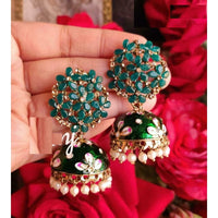 Akruti Collection Gold Plated Meenakari Jhumki Earrings