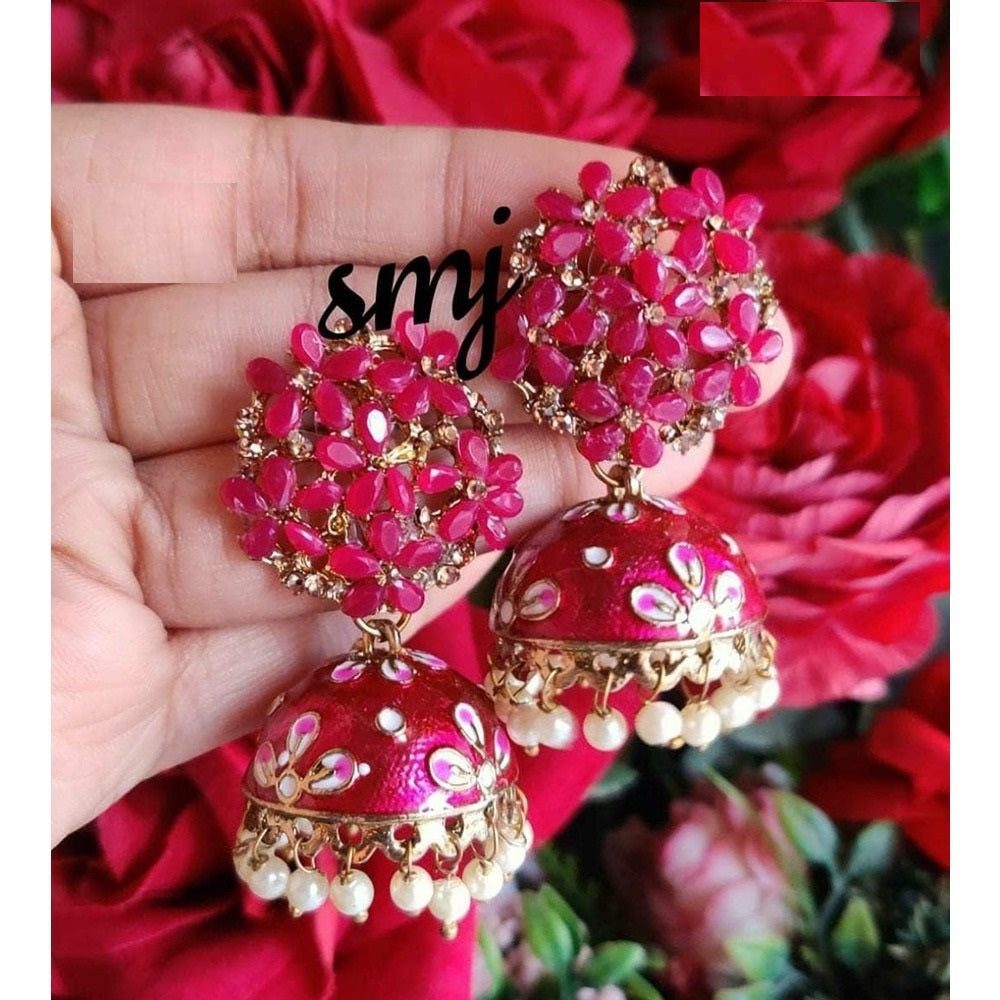 Akruti Collection Gold Plated Meenakari Jhumki Earrings