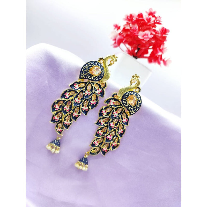 Akruti Collection Gold Plated Kundan Dangler Earrings