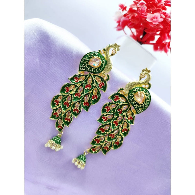 Akruti Collection Gold Plated Kundan Dangler Earrings