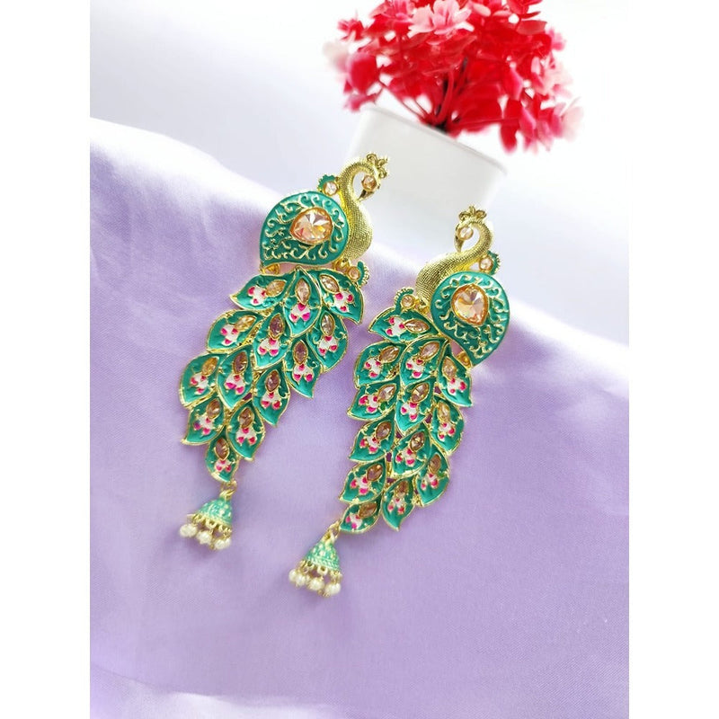 Akruti Collection Gold Plated Kundan Dangler Earrings