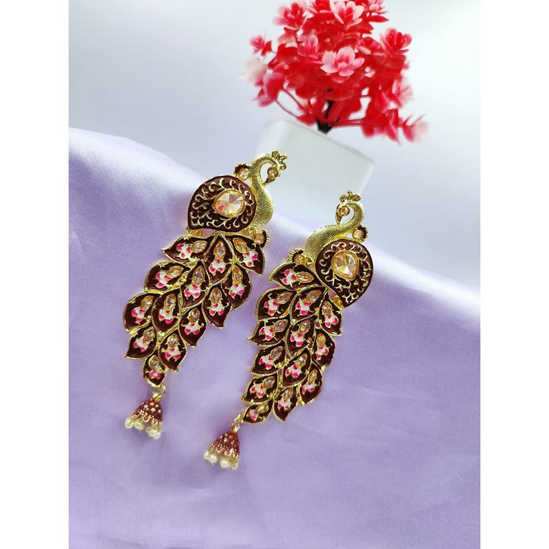 Akruti Collection Gold Plated Kundan Dangler Earrings