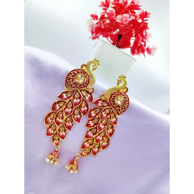 Akruti Collection Gold Plated Kundan Dangler Earrings