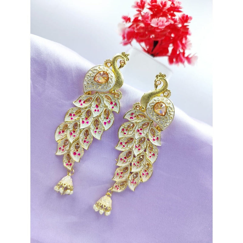 Akruti Collection Gold Plated Kundan Dangler Earrings