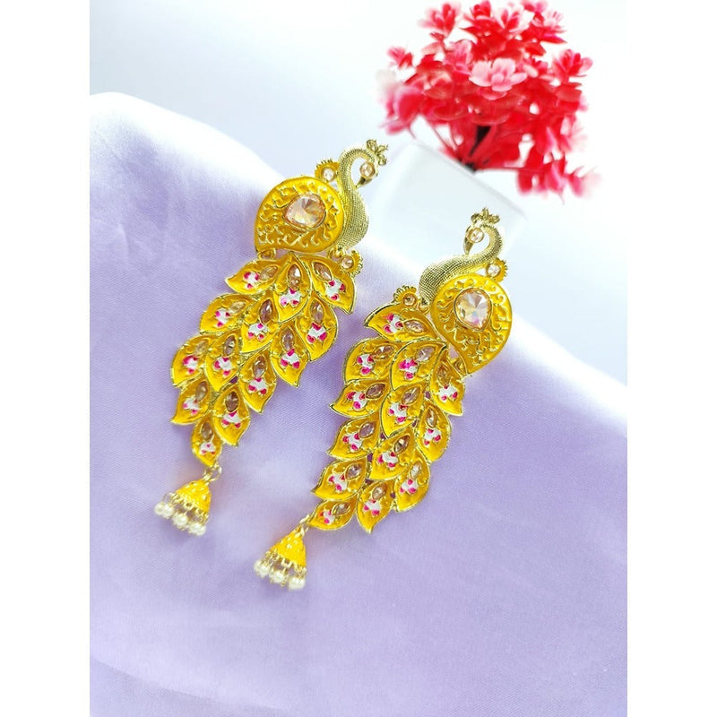 Akruti Collection Gold Plated Kundan Dangler Earrings