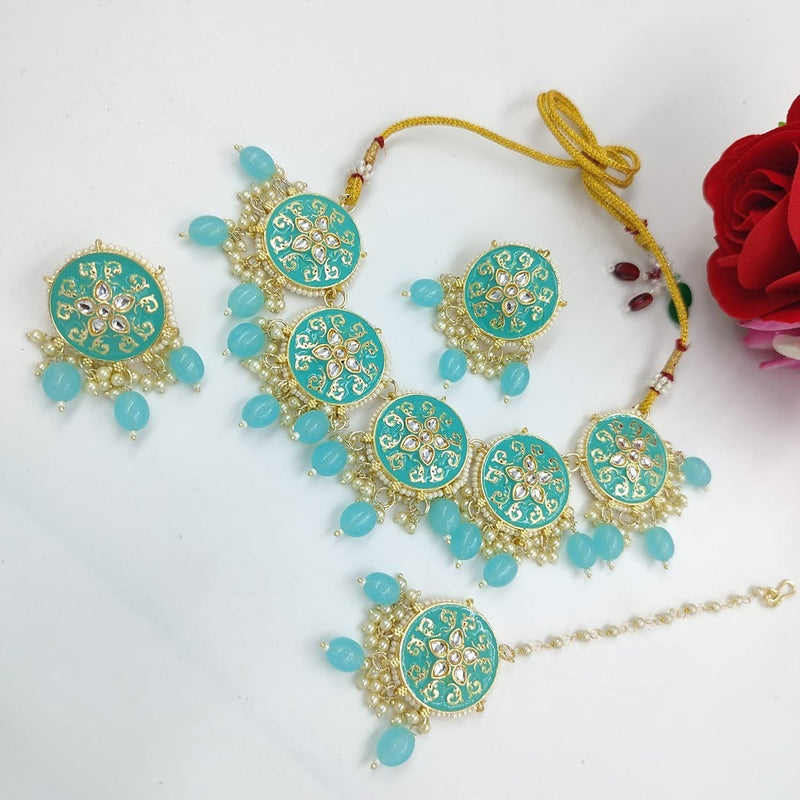 Akruti Collection Kundan And Meenakari Necklace Set