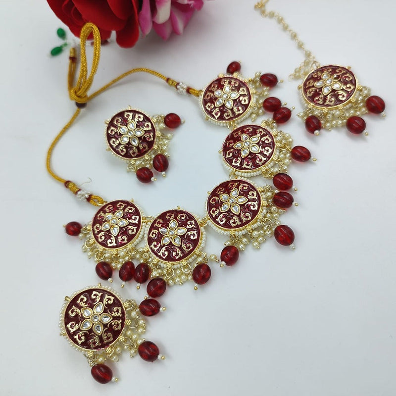 Akruti Collection Kundan And Meenakari Necklace Set